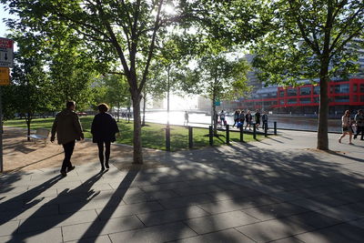 People walking in park