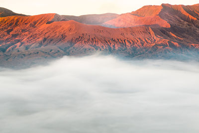 Scenic view of volcanic mountain against sky