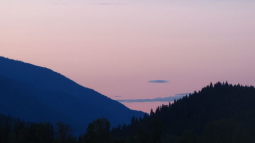 Silhouette of mountains at sunset