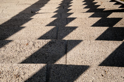 High angle view of zebra crossing on road