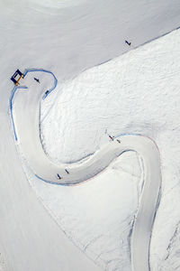 High angle view of snow covered mountain