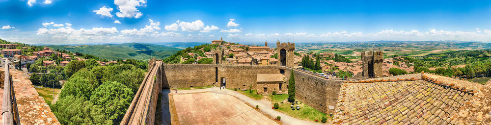 Medieval italian fortress, one of the most visited sightseeing in montalcino, tuscany, italy