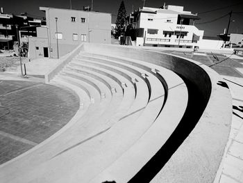 View of basketball hoop in city