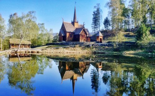 Reflection of temple in lake