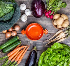 Directly above shot of fresh vegetables