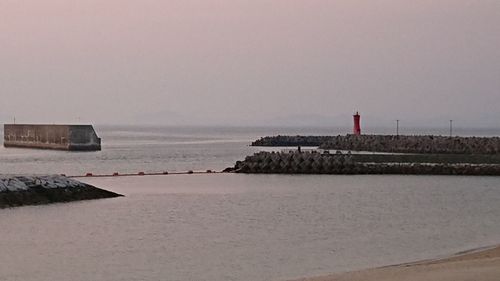 Scenic view of sea against clear sky