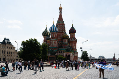 Group of people in front of building