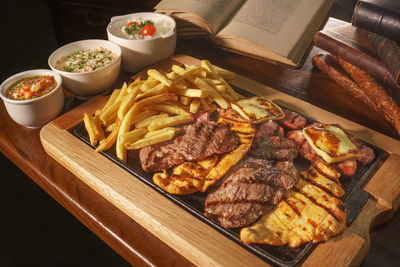 Close-up of food on table