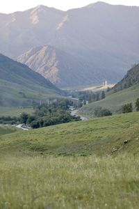 Scenic view of landscape and mountains