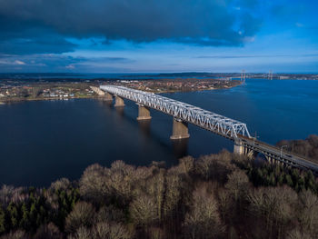 Aerial photo of old lillebælt bridge, denmark