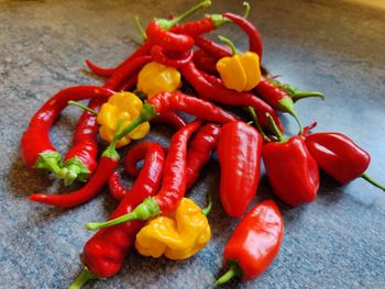 Close-up of bell peppers on table