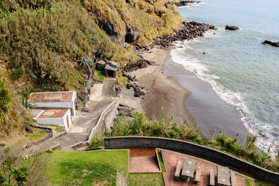 High angle view of plants on beach