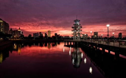 Reflection of buildings in water