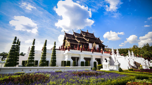 View of temple against cloudy sky