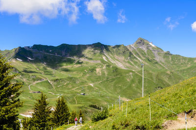Scenic view of landscape against blue sky