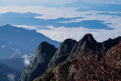 Panoramic view of mountains against sky