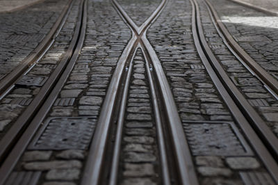 High angle view of railroad tracks