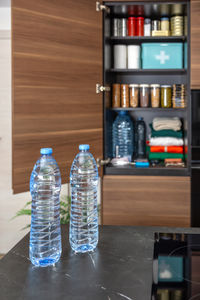 Close-up of bottles on table