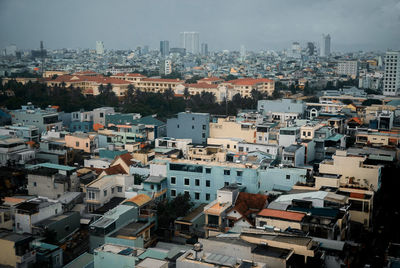 High angle view of townscape against sky