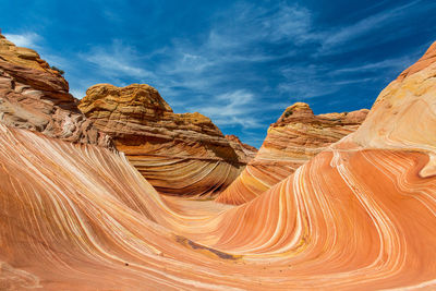 Rock formations in desert against sky