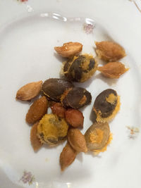 High angle view of dessert in plate on table