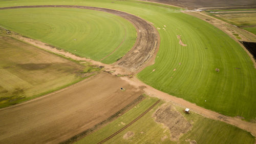 High angle view of agricultural field