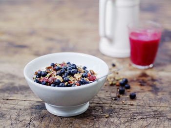 Close-up of breakfast served on table