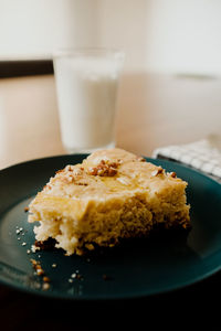 Close-up of dessert in plate on table