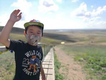 Portrait of boy wearing sunglasses