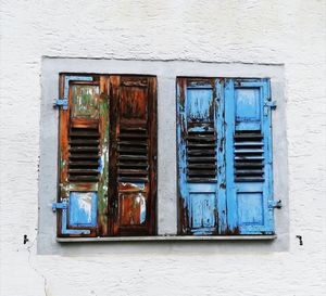 Blue window of building