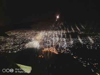 Firework display at night