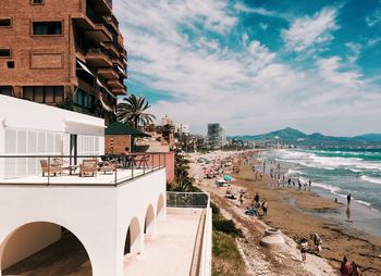 Panoramic view of beach against sky in city