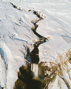 High angle view of river during winter