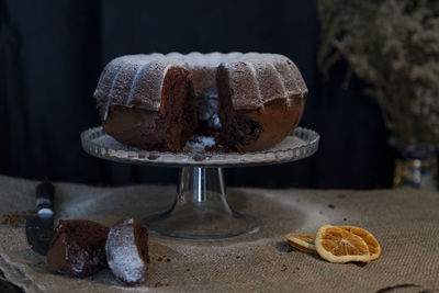 Close-up of cake on table