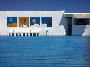 Swimming pool against blue sky