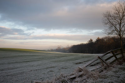 Scenic view of field against sky during sunset