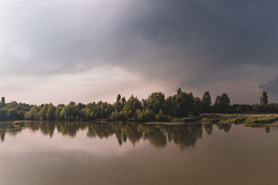 Scenic view of lake against sky