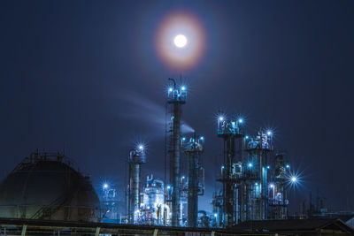Full moon and night view of chemical plant