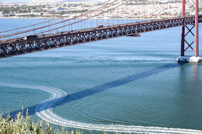 High angle view of bridge over river