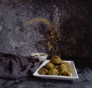 Close-up of food on table