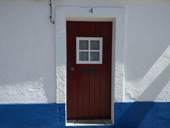 Closed door of building