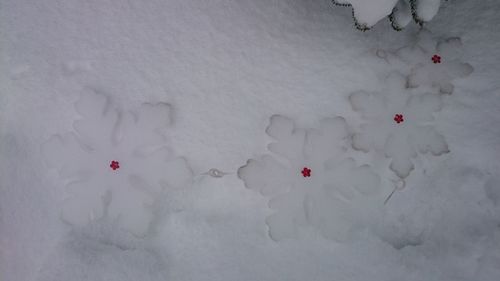 High angle view of snow in winter