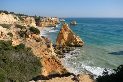 Scenic view of sea against clear sky