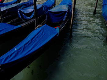 Boat moored in sea