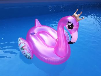 High angle view of girl swimming in pool