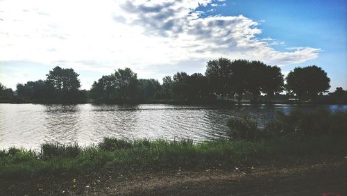 Scenic view of lake against sky