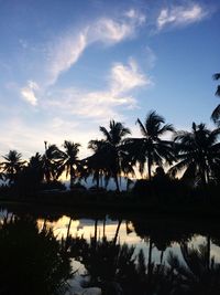 Silhouette palm trees against sky during sunset