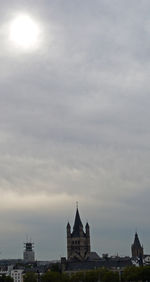 View of cityscape against cloudy sky