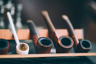 Close-up of smoking pipe