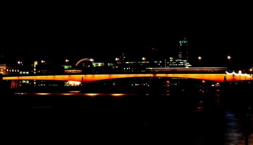 Bridge over river at night